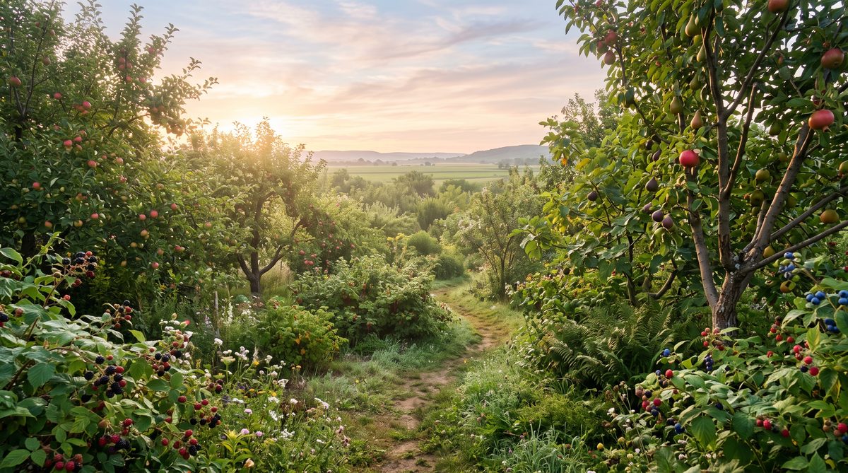 Lush garden at dawn — blackberry farm in Marietta, Georgia